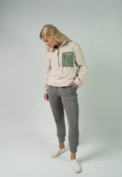 Women's Pullover - Deep Zip (Cream)