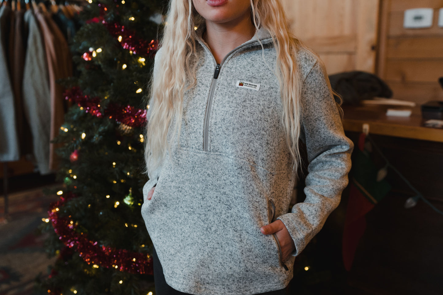 Women's Premium 1/4 Zip Pullover (Ash)